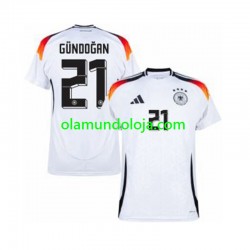 Camisola Alemanha Ilkay Gundogan 21 Homem Equipamento Primeiro Euro 2024 Manga Curta